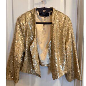 Dash by Kardashian Gold Sequin Open Front Jacket Blazer M